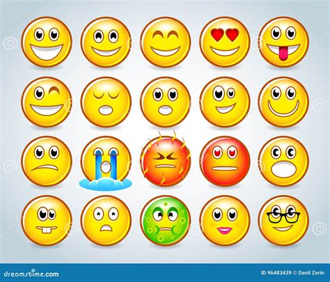 set of emoticons set of emoji colorful smiles set isolated vector illustrations stock vector