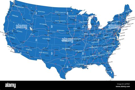 Usa Highly Detailed Vector Map With Administrative Regionsmain