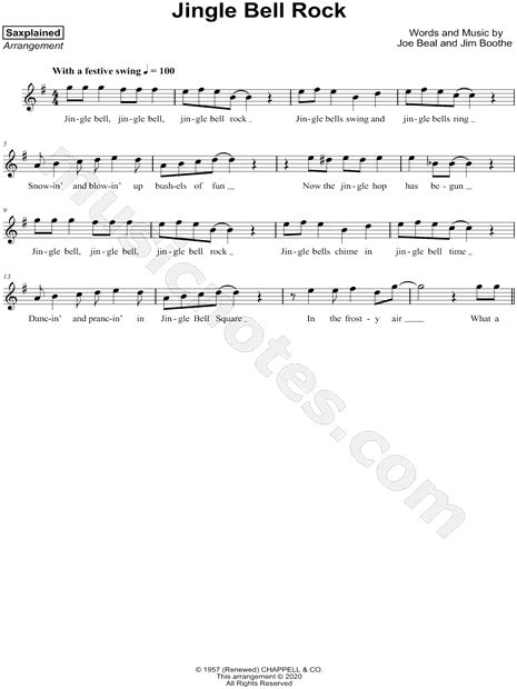 Saxplained Jingle Bell Rock Sheet Music Alto Saxophone Solo In G Major Download And Print