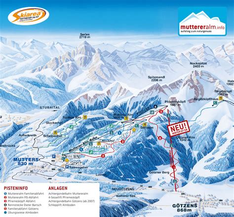 Muttereralm Ski Resort Guide Lagenkarte Muttereralm Ski Urlaub Unterkunft