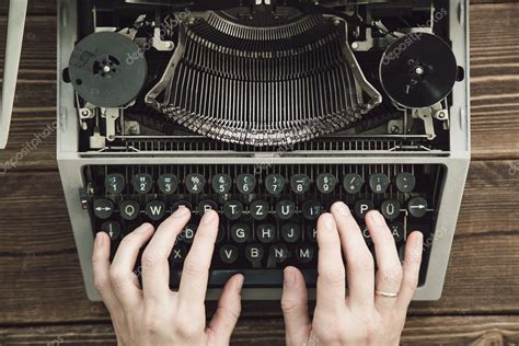 Writer Typing With Retro Writing Machine — Stock Photo © Kkolosov