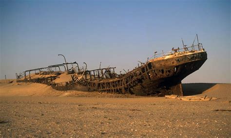 Abandoned Ship In The Desert Off The Skelton Coast In Namibia