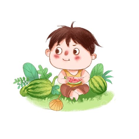 Eat Watermelon Png Transparent Little Fresh Boy Eating Watermelon