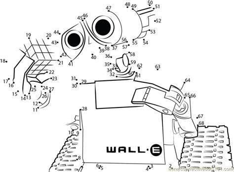 Wall E Funny Robot Dot To Dot Printable Worksheet Connect The Dots