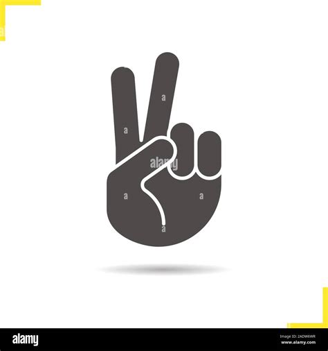 Mano de paz icono gestual Victoria sombra silueta símbolo Dos dedos