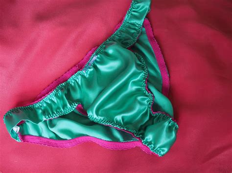 jade green silk satin panties size 6