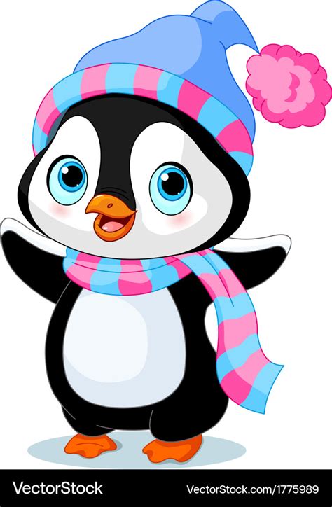 Cute Winter Penguin Royalty Free Vector Image Vectorstock