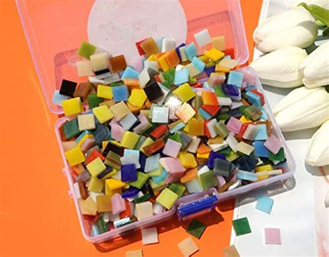 Lanyani 800 Pieces Mosaic Tiles Stained Glass Assorted Colors For Art