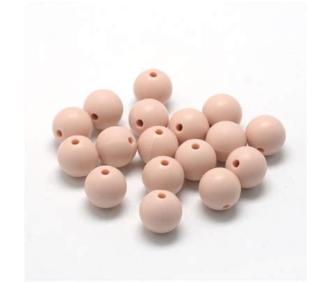 Light Coral Silicone Bead 12mm Smooth Round Golden Age Beads