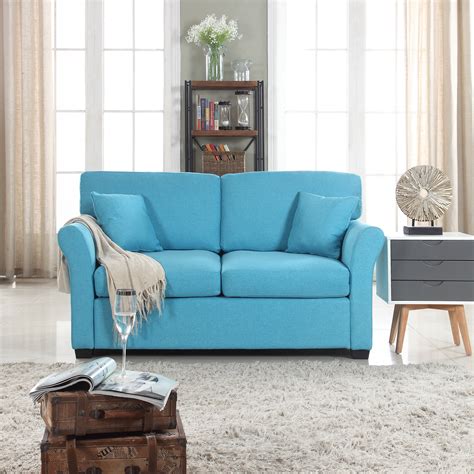 Classic And Traditional Comfortable Linen Fabric Loveseat Sofa Living