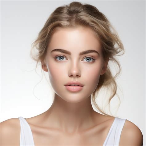 Premium AI Image Beauty Woman Face Portrait Beautiful Spa Model Girl With Perfect Fresh Clean