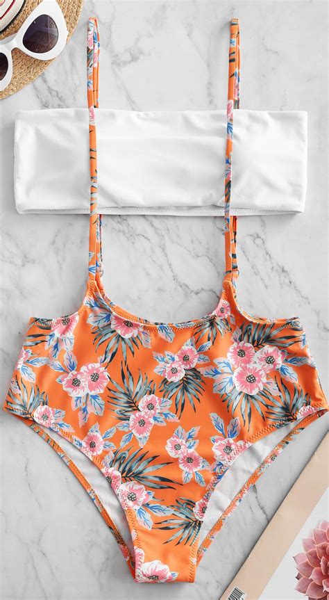 Flower Padded Suspender Bikini Swimsuit Bikinis Bikini Swimsuits