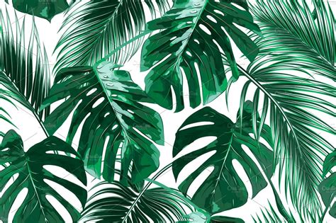 Tropical Leaves Vector Pattern ~ Graphic Patterns ~ Creative Market