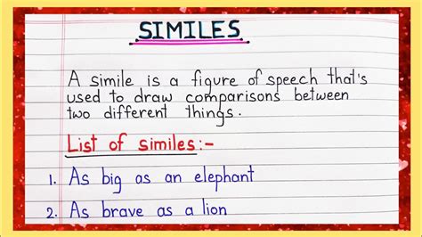 What Is A Simile Meaning And Definition Examples Of Similes For