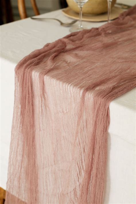 Dusty Rose Table Runner Cheesecloth Table Runnerwedding Table Runner