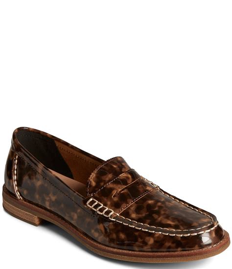 Sperry Seaport Tortoise Print Patent Leather Penny Loafers Dillards