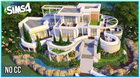 Round Cliff Mansion No Cc Sims 4 Speed Build Kate Emerald Youtube