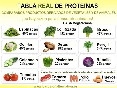 Tabla De Proteínas Vegetales Según John Robbins Alimentos