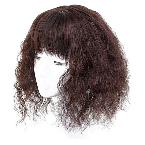 Curly Synthetic Hair Crown Toppers With Bangs For Women With Thinning