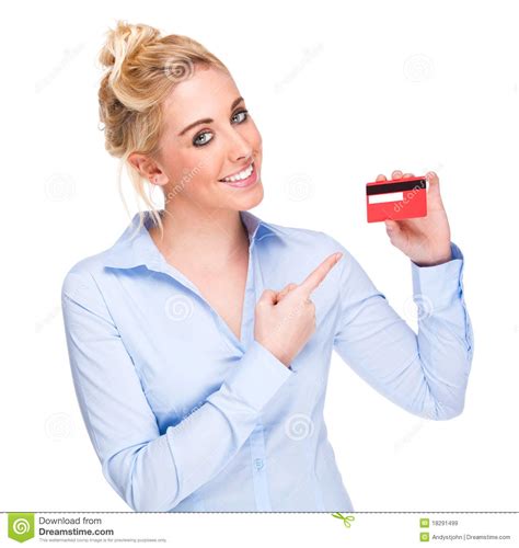 Create amex, visa, mastercard, discovery, jcb and debit card. Woman Pointing At Credit Or Membership Card Royalty Free Stock Images - Image: 18291499
