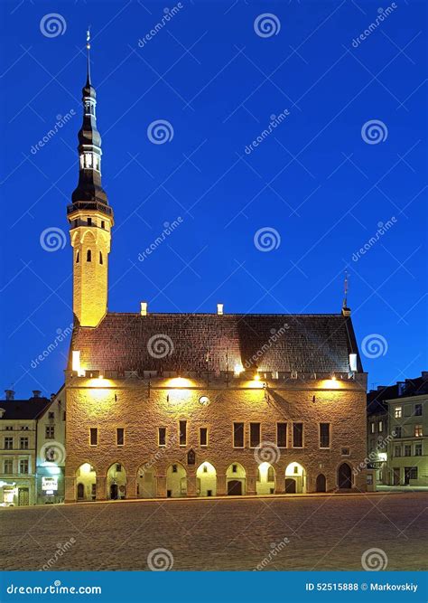 Evening View Of The Tallinn Town Hall Estonia Stock Photo Image Of