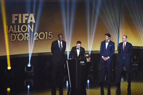 The ballon d'or (golden ball) is an annual footballaward presented by france football. FIFA Ballon d'Or Gala 2015 - Zimbio