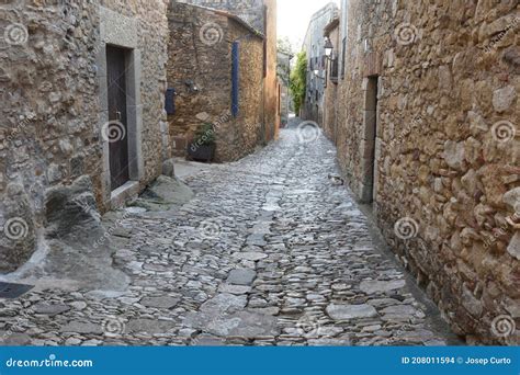 Street Of Medieval Village Of Peratallada Girona Province Catalonia