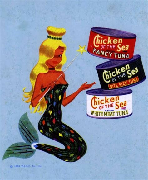 Vintage Tuna Fish Food Ad With Mermaid Chicken Of The Sea
