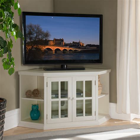 Shop White 46 Inch Corner Tv Stand With Bookcases Free Shipping On