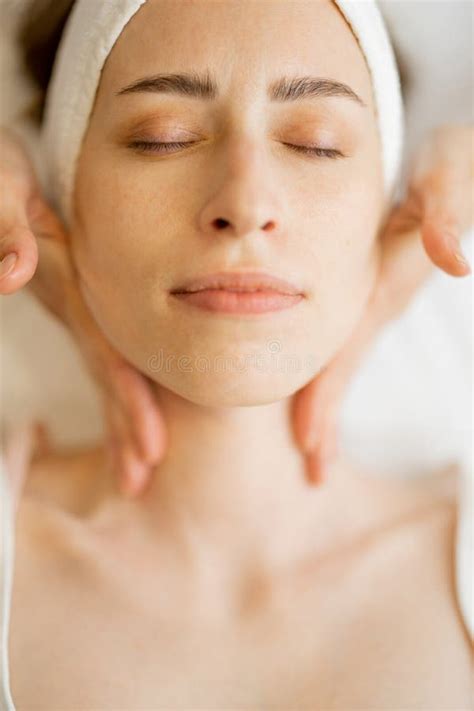 Woman Receiving Relaxing Facial Massage Stock Image Image Of Face Massaging 302015681