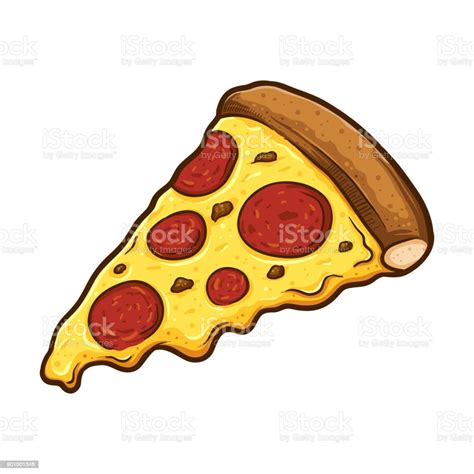 Slice Of Melted Cheese Pepperoni Pizza Stock Illustration Download