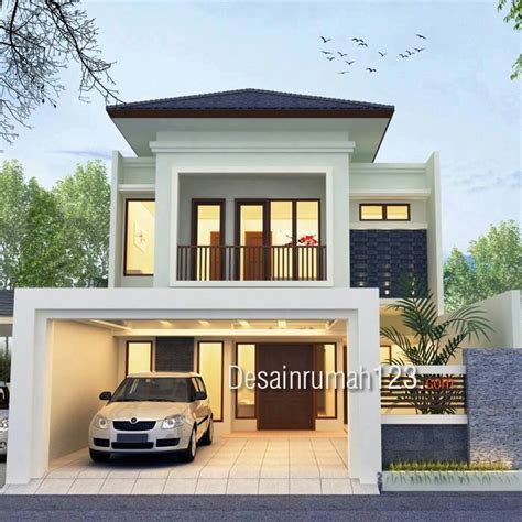 Desain rumah minimalis 2 lantai tampak depan. Desain Rumah Model Tropis 2 Lantai Di Lahan 8,5 x 21 M2 ...