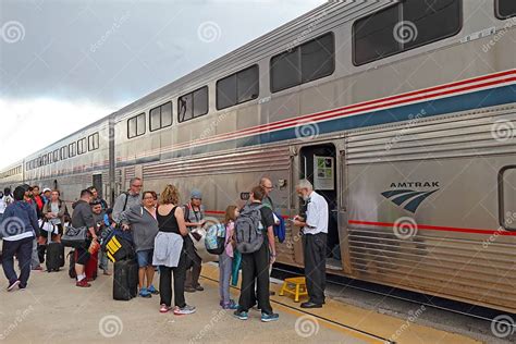 Passengers Boarding An Amtrak Train Editorial Stock Image Image Of