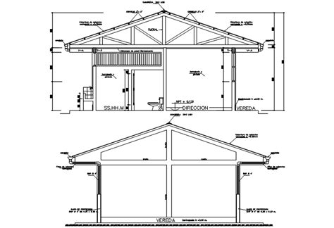 Autocad Drawing Of Bungalow Sections Cadbull