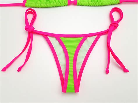 Neon Green With Pink Thong Bikini Hunni Bunni