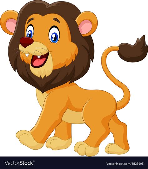 Adorable Cartoon Lion Walking Isolated Royalty Free Vector