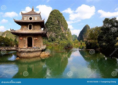 The Idyllic Scenery In Jingxi Guangxi China Stock Photo Image Of