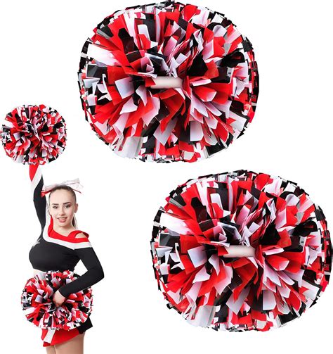 Auhoky 2pcs Plastic Cheerleading Pom Poms With Baton Handle Premium Cheerleader