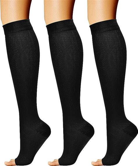 Amazon Com Charmking Pairs Open Toe Compression Socks For Women