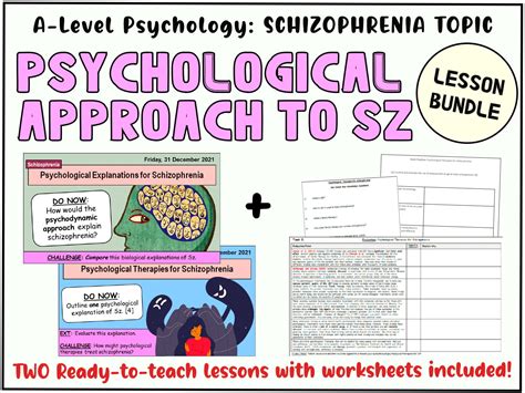 Psychological Explanations And Treatments For Schizophrenia Lesson Bundle A Level Psychology