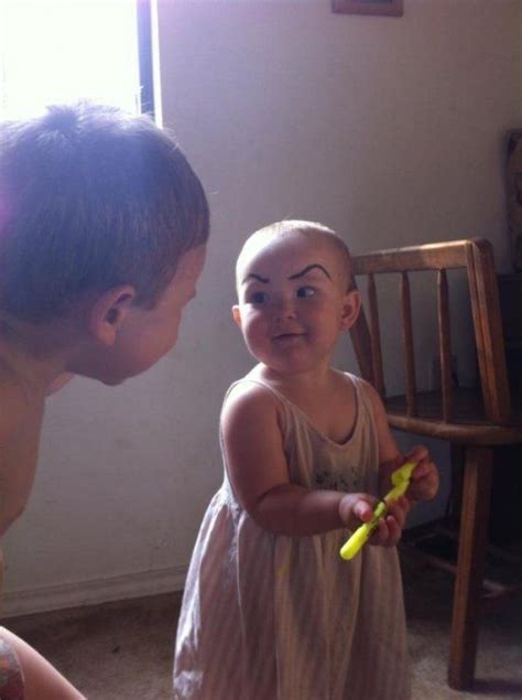 Drawing Angry Eyebrows On Kids Is Probably The Funniest Idea Ever