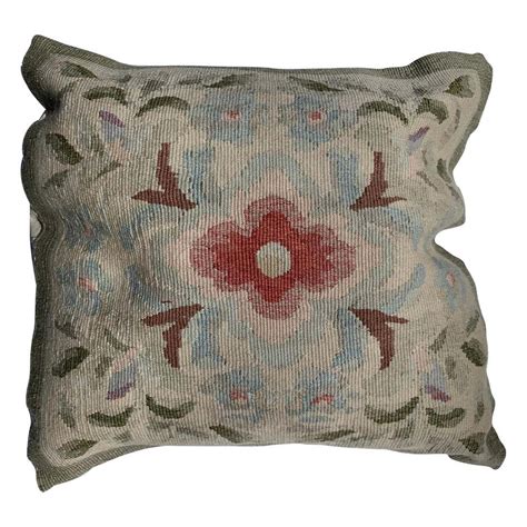 floral french aubusson tapestry style needlepoint square pillow 16 x 16 inches at 1stdibs