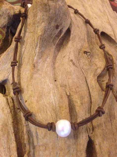 HUGE 14mm Freshwater Pearl And Leather Knotted Necklace On Etsy 65 0