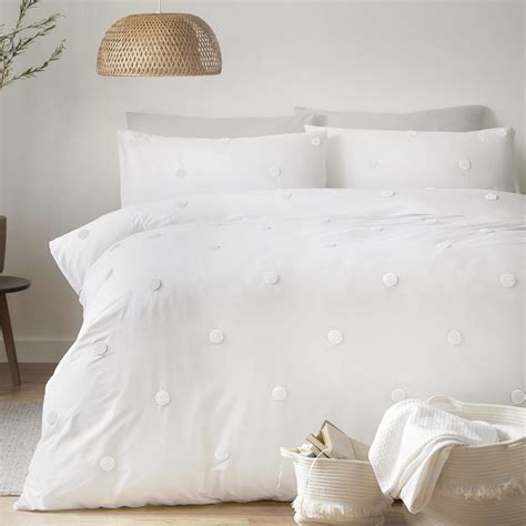 White Duvet Covers Tufted Spots 100 Cotton Textured Quilt Cover