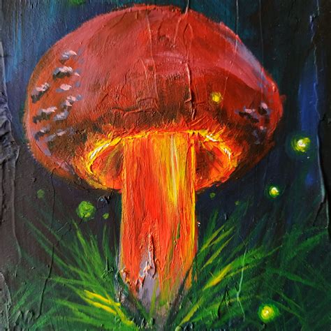 Mushroom Painting Original Acrylic Mushroom Wall Art Etsy