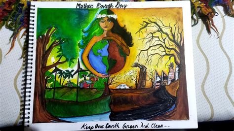 World Earth Day Painting Motivational Paintingll Using Oil Pastels Save Earth Save Life