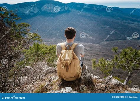 Young Hipster Man In The Spring Mountains Stock Image Image Of Nature