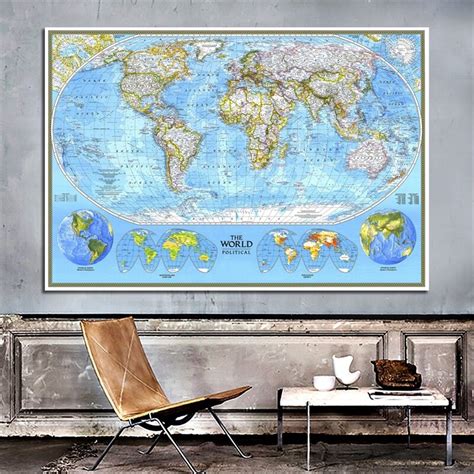 Mapa físico 150x100cm dobrável mapa iluminado para cultura e viagem