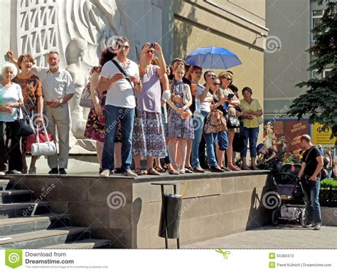 City Dwellers Look The Street Parade Editorial Stock Photo Image Of