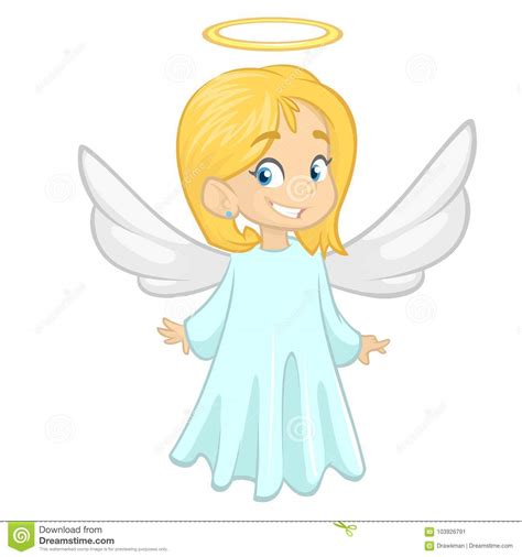 Cute Christmas Angel Character Vector Illustration Isolated Stock